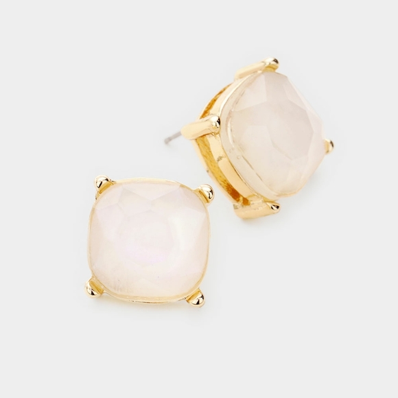 Gold Square Stud Fashion Jewelry Earrings Casual - Picture 1 of 2